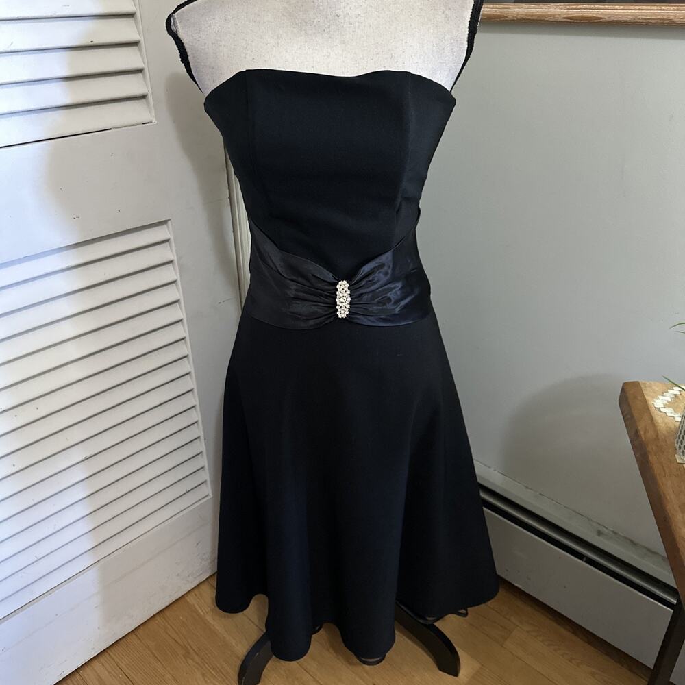 Vintage B Darlin Dress 7/8 Black Strapless Cocktail Dainty Y2K Coquette Glam